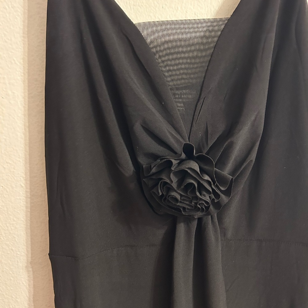 AUW Black Dress with Floral Accent